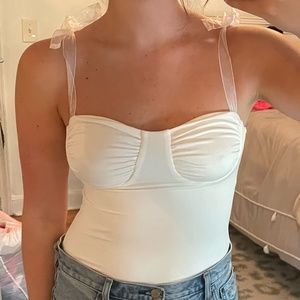 Princess Polly White & Ribbon Bodysuit